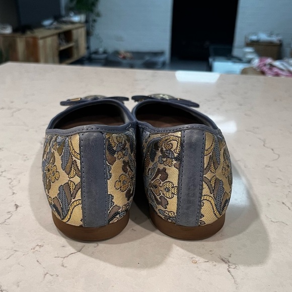 EARTH ALINA METALLIC PRI WOMENS BLUE CANVAS SLIP ON BALLET FLATS SHOES Size 8 - Picture 10 of 12